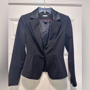 White House Black Market Black Women's Blazer with Satin Detailing
